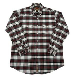 Larry Muhan Mahan Cowboy Core Men L Western Rodeo Button Shirt Red Plaid Button